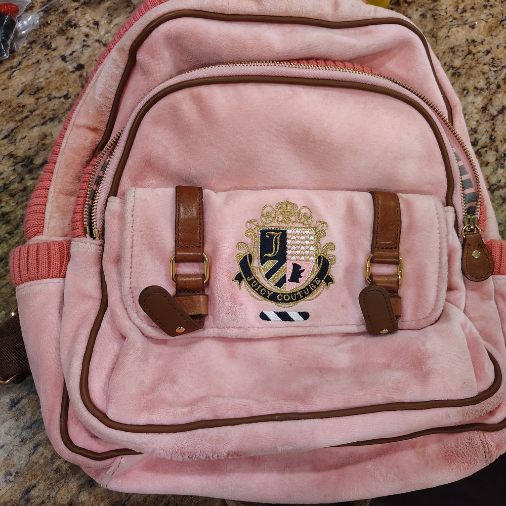 Juicy Couture Blush Pink Backpack with Brown Accents